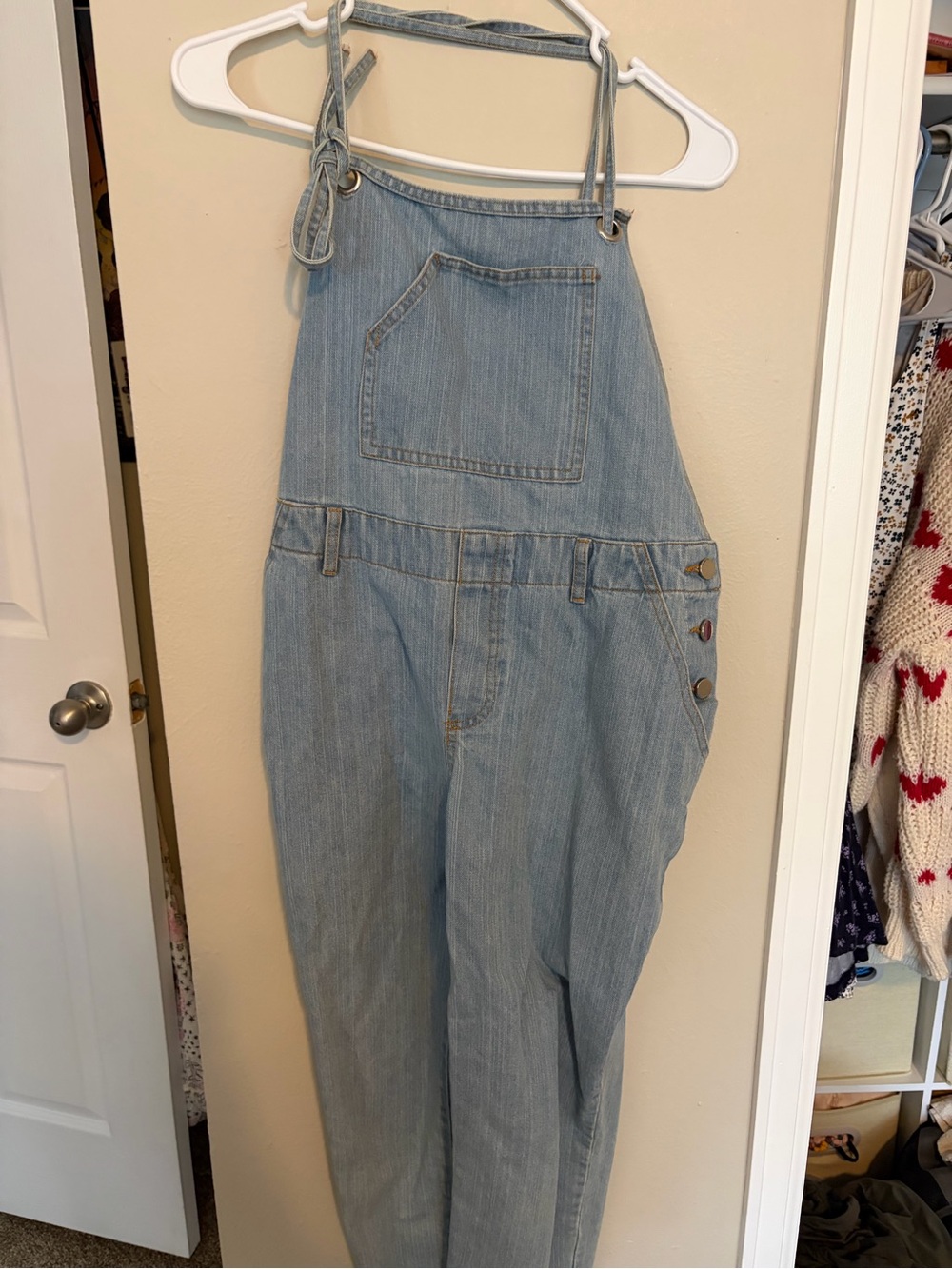 Light Blue Denim Overall Jumpsuit with Chest Pocket